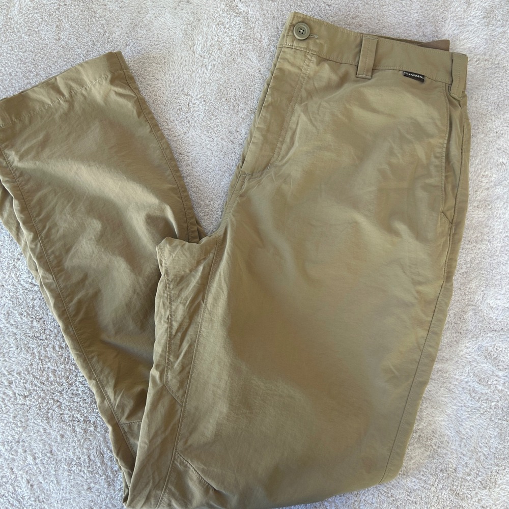 Simms Superlight Fishing Pants Mens 34 Tan Khaki Nylon Outdoor Hiking Trousers